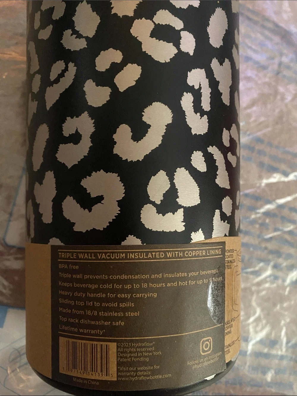 Hydraflow Black Leopard Print Travel Mug - Black